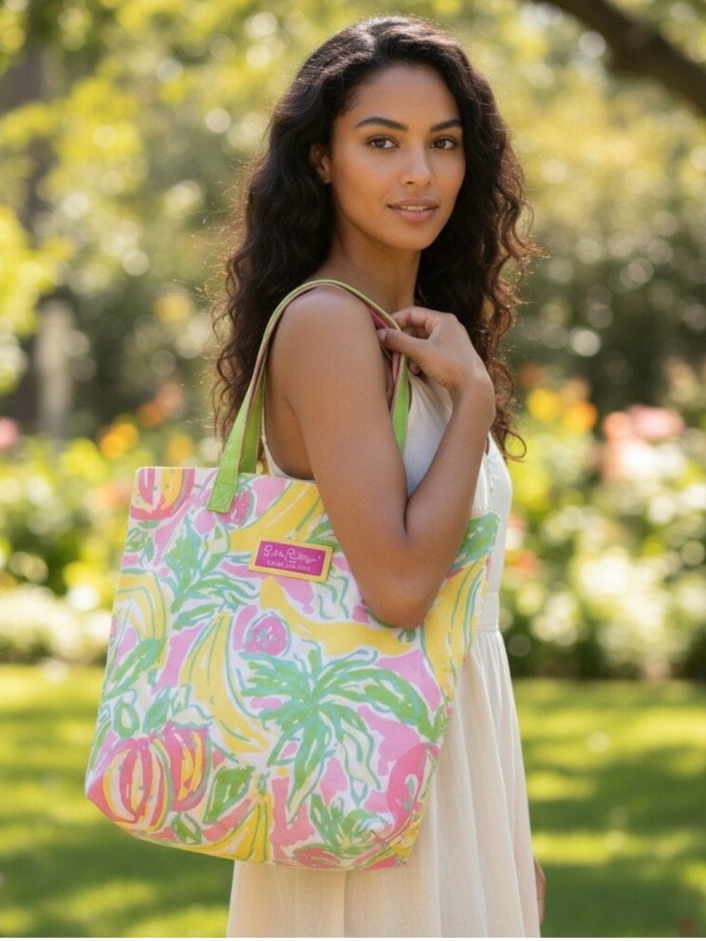 Lilly Pulitzer Tropical Floral Tote - Pink, Yellow, Green